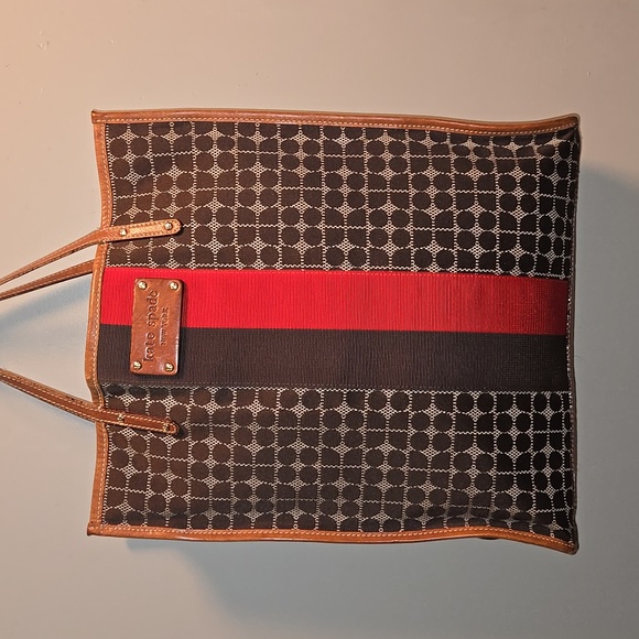 kate spade Handbags - Kate Spade Brown Tote with Red Stripe
